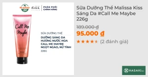 Sữa Dưỡng Thể Malissa Kiss Sáng Da Call Me Maybe 226g
