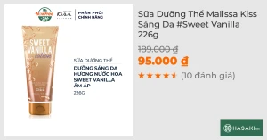 Sữa Dưỡng Thể Malissa Kiss Sáng Da Sweet Vanilla 226g