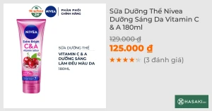 Sữa Dưỡng Thể Nivea Dưỡng Sáng Da Vitamin C & A 170ml