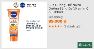 Sữa Dưỡng Thể Nivea Dưỡng Sáng Da Vitamin C & E 170ml