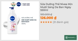 Sữa Dưỡng Thể Nivea Mịn Mượt Sáng Da Ban Ngày 550ml