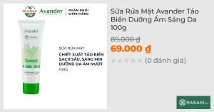 Sữa Rửa Mặt Avander Tảo Biển Dưỡng Ẩm Sáng Da 100g
