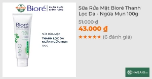Sữa Rửa Mặt Bioré Thanh Lọc Da - Ngừa Mụn 100g