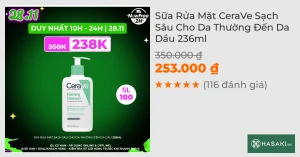 Sữa Rửa Mặt CeraVe Sạch Sâu Cho Da Thường Đến Da Dầu 236ml