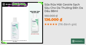 Sữa Rửa Mặt CeraVe Sạch Sâu Cho Da Thường Đến Da Dầu 88ml