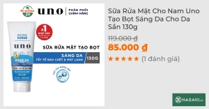 Sữa Rửa Mặt Cho Nam Uno Tạo Bọt Sáng Da Cho Da Sần 130g