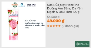Sữa Rửa Mặt Hazeline Dưỡng Ẩm Sáng Da Yến Mạch & Dâu Tằm 100g