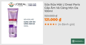 Sữa Rửa Mặt L'Oreal Cấp Ẩm Và Căng Mịn Da 100ml