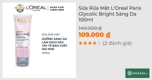 Sữa Rửa Mặt L'Oreal Glycolic Bright Sáng Da 100ml