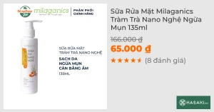 Sữa Rửa Mặt Milaganics Tràm Trà Nano Nghệ Ngừa Mụn 135ml
