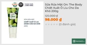 Sữa Rửa Mặt On: The Body Chiết Xuất Ô Liu Cho Da Khô 200g