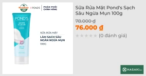 Sữa Rửa Mặt Pond's Sạch Sâu Ngừa Mụn 100g