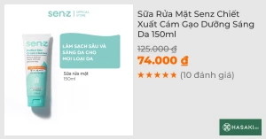 Sữa Rửa Mặt Senz Chiết Xuất Cám Gạo Dưỡng Sáng Da 150ml