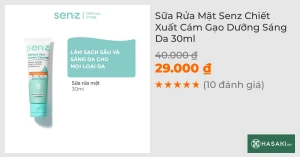 Sữa Rửa Mặt Senz Chiết Xuất Cám Gạo Dưỡng Sáng Da 30ml