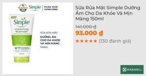Sữa Rửa Mặt Simple Dưỡng Ẩm Cho Da Khỏe Và Mịn Màng 150ml