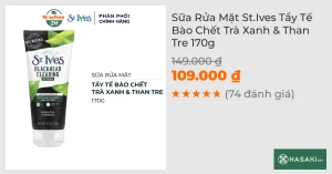 Sữa Rửa Mặt St.Ives Tẩy Tế Bào Chết Trà Xanh & Than Tre 170g