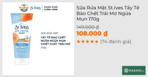 Sữa Rửa Mặt St.Ives Tẩy Tế Bào Chết Trái Mơ Ngừa Mụn 170g