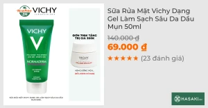 Sữa Rửa Mặt Vichy Dạng Gel Làm Sạch Sâu Da Dầu Mụn 50ml