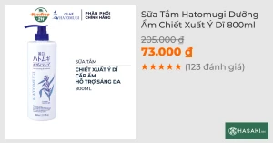 Sữa Tắm Hatomugi Dưỡng Ẩm Chiết Xuất Ý Dĩ 800ml