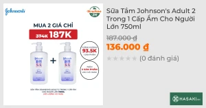Sữa Tắm Johnson's Adult 2 Trong 1 Cấp Ẩm Cho Người Lớn 750ml