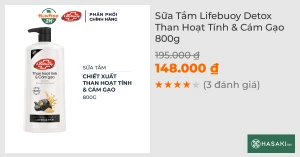 Sữa Tắm Lifebuoy Detox Than Hoạt Tính & Cám Gạo Cho Nam 800g