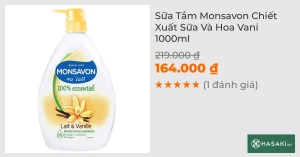Sữa Tắm Monsavon Chiết Xuất Sữa Và Hoa Vani 1000ml
