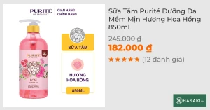 Sữa Tắm Purité Dưỡng Da Mềm Mịn Hương Hoa Hồng 850ml