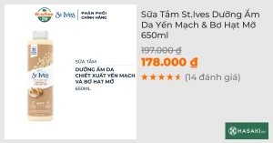 Sữa Tắm St.Ives Dưỡng Ẩm Da Yến Mạch & Bơ Hạt Mỡ 650ml