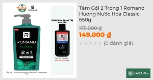 Tắm Gội 2 Trong 1 Romano Hương Nước Hoa Classic 650g