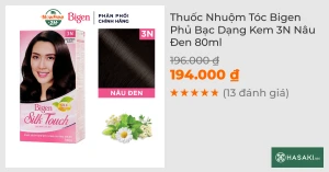 Thuốc Nhuộm Tóc Bigen Phủ Bạc Dạng Kem 3N Nâu Đen 80ml