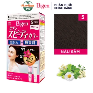 Thuốc Nhuộm Tóc Bigen Phủ Bạc Dạng Kem 5 Nâu Sẫm 80ml