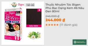 Thuốc Nhuộm Tóc Bigen Phủ Bạc Dạng Kem 6 Nâu Đen 80ml
