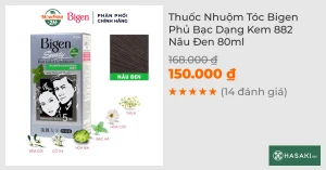 Thuốc Nhuộm Tóc Bigen Phủ Bạc Dạng Kem 882 Nâu Đen 80ml