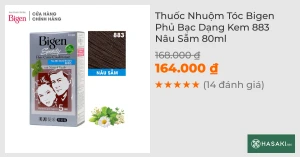 Thuốc Nhuộm Tóc Bigen Phủ Bạc Dạng Kem 883 Nâu Sẫm 80ml
