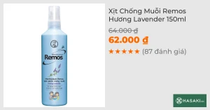 Xịt Chống Muỗi Remos Hương Lavender 150ml