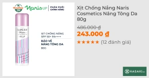 Xịt Chống Nắng Naris Cosmetics Nâng Tông Da 80g