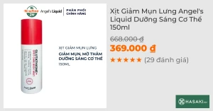 Xịt Giảm Mụn Lưng Angel's Liquid Dưỡng Sáng Cơ Thể 150ml