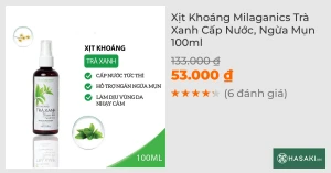 Xịt Khoáng Milaganics Trà Xanh Cấp Nước, Ngừa Mụn 100ml