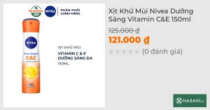 Xịt Khử Mùi Nivea Dưỡng Sáng Vitamin C&E 150ml