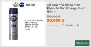 Xịt Khử Mùi Nivea Men Phân Tử Bạc Kháng Khuẩn 150ml