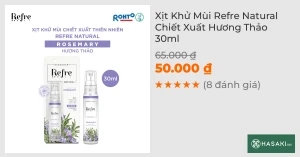 Xịt Khử Mùi Refre Natural Chiết Xuất Hương Thảo 30ml