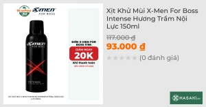 Xịt Khử Mùi X-Men For Boss Intense Hương Trầm Nội Lực 150ml