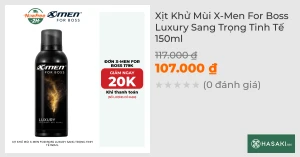 Xịt Khử Mùi X-Men For Boss Luxury Sang Trọng Tinh Tế 150ml