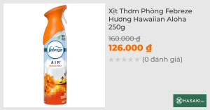 Xịt Thơm Phòng Febreze Hương Hawaiian Aloha 250g
