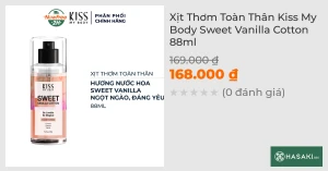 Xịt Thơm Toàn Thân Kiss My Body Sweet Vanilla Cotton 88ml