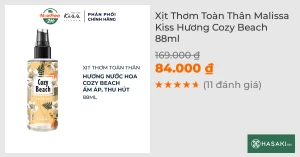 Xịt Thơm Toàn Thân Malissa Kiss Hương Cozy Beach 88ml