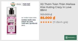 Xịt Thơm Toàn Thân Malissa Kiss Hương Crazy in Love 88ml