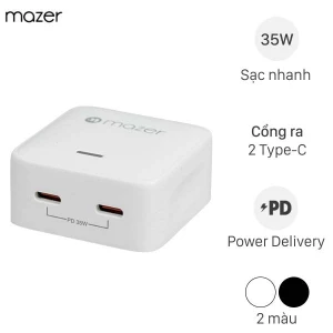 Adapter Sạc 2 cổng Type C PD GaN 35W Mazer GAN35US