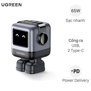 Adapter Sạc 3 cổng USB Type C PD QC3.0 GaN 65W Ugreen Robot Nexode 15570