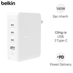 Adapter Sạc 4 cổng Type C PD GaN 140W Belkin WCH014